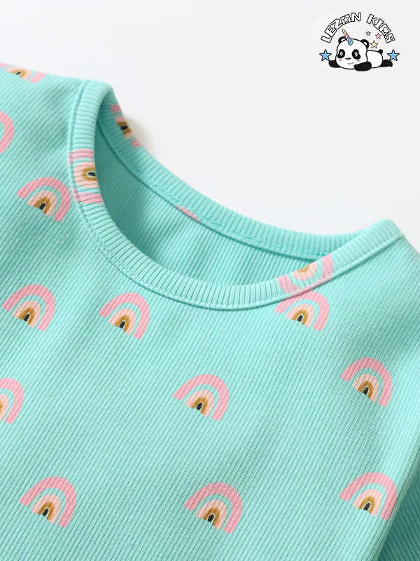 LEZONKIDS - Vestido de malha para meninas com design popular, manga curta e respirável, vestido de princesa casual para crianças de 2 a 14 anos
